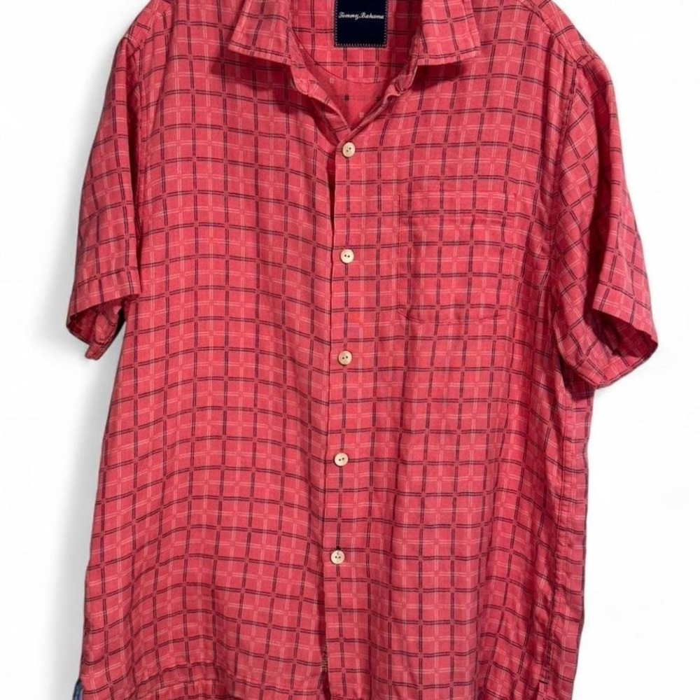 Tommy Bahama IslandZone "Keep It In Check" short-sleeve button-up shirt size med